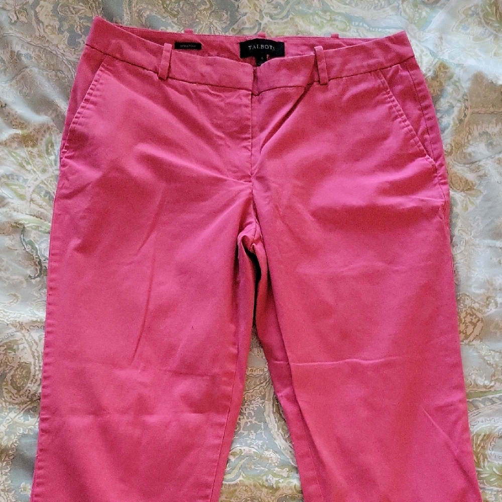TALBOTS PREPPY PINK COTTON CROPPED PANTS, Size 6